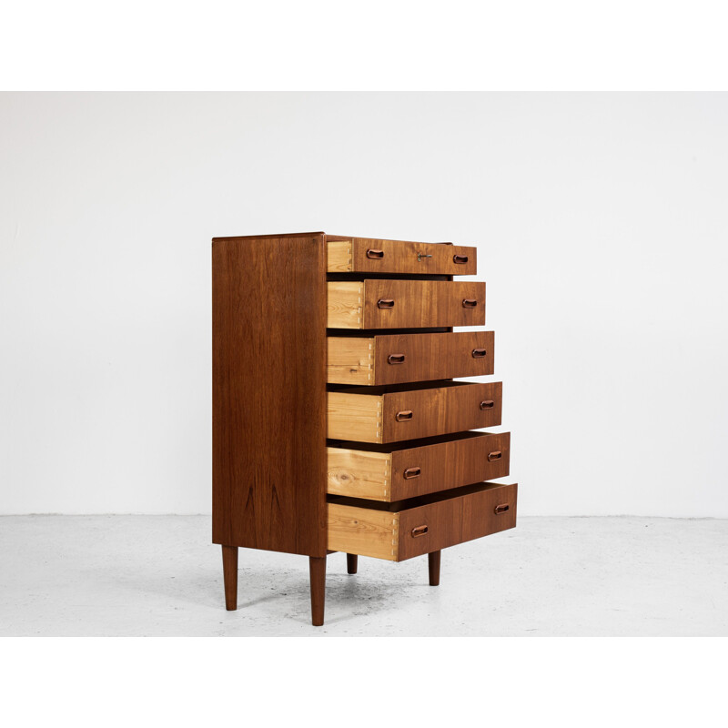 Chest of 6 drawers in teak Compact Mid century Danish 1960s