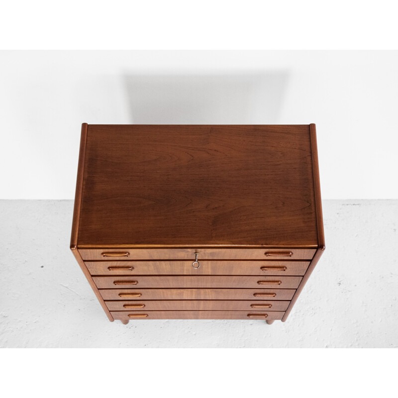 Chest of 6 drawers in teak Compact Mid century Danish 1960s