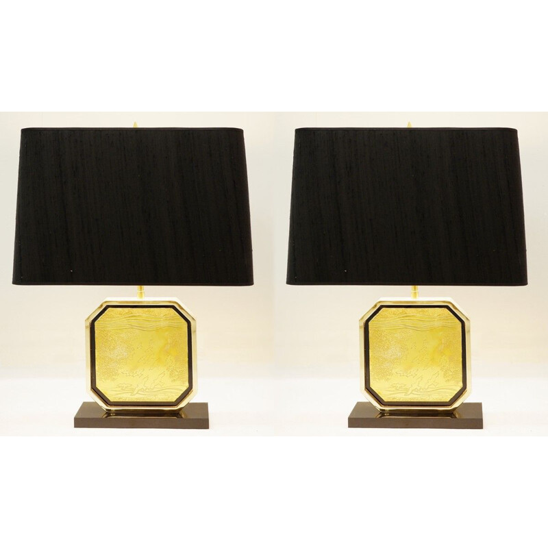 Pair of vintage table lamps in 'Maho' 24 carats 1970