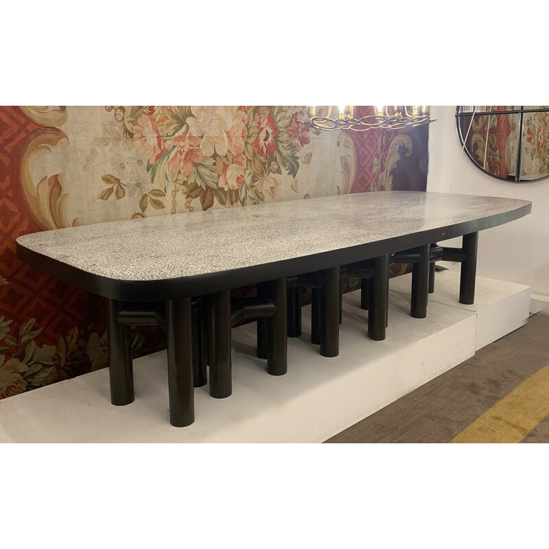 Vintage Dining Room Table with Bone and Resin Buttons by Ado Chale, Belgium 1970