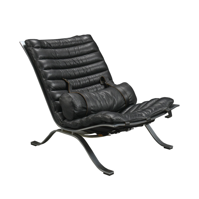 Arne Norell mobel AB "Ari" lounge chair in leather and steel, Arne NORELL - 1960s