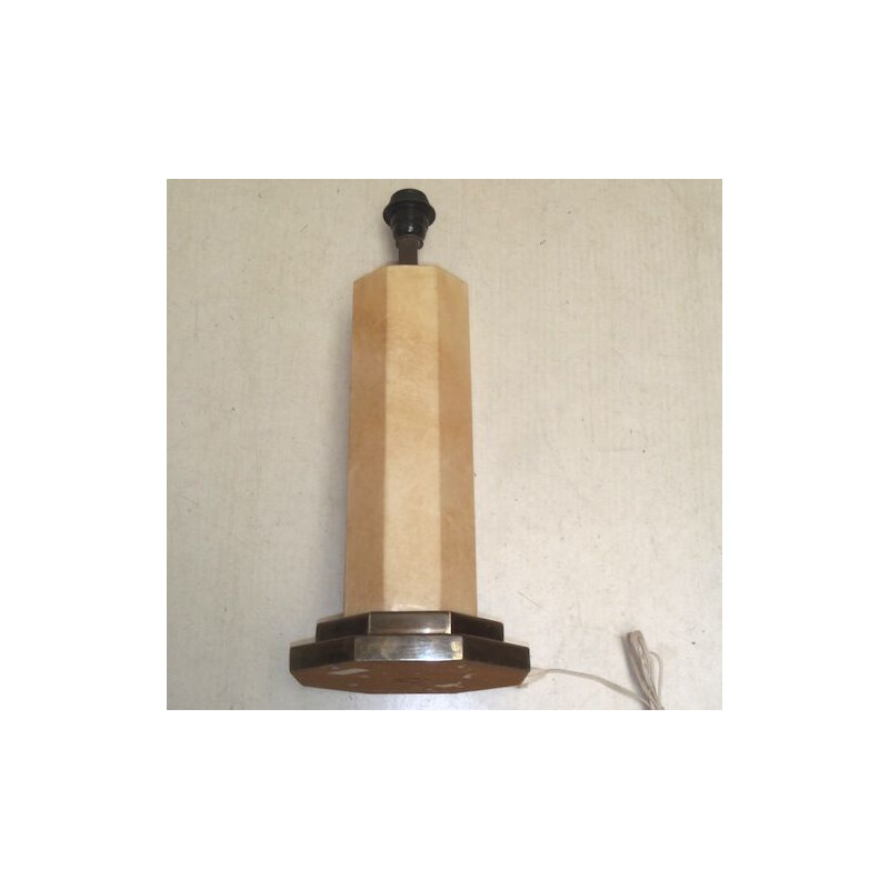 Lámpara de mesa vintage en pergamino, Italia 1960