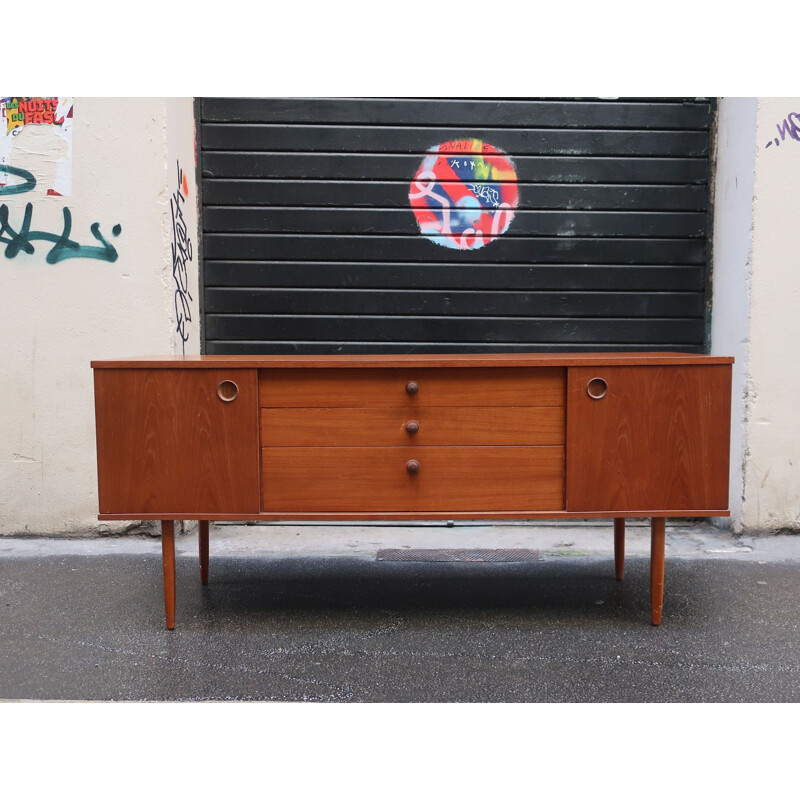 Sideboard Vintage 2 sliding doors in teak 1960