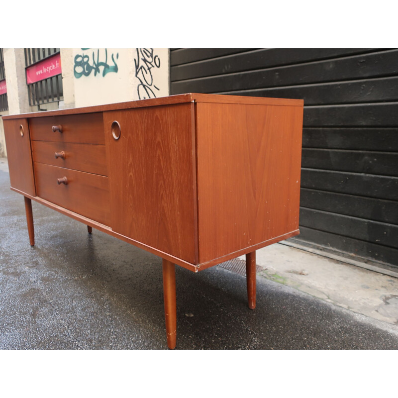 Sideboard Vintage 2 sliding doors in teak 1960