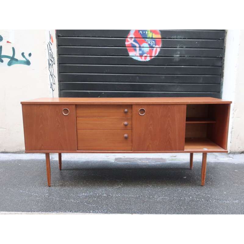 Sideboard Vintage 2 sliding doors in teak 1960