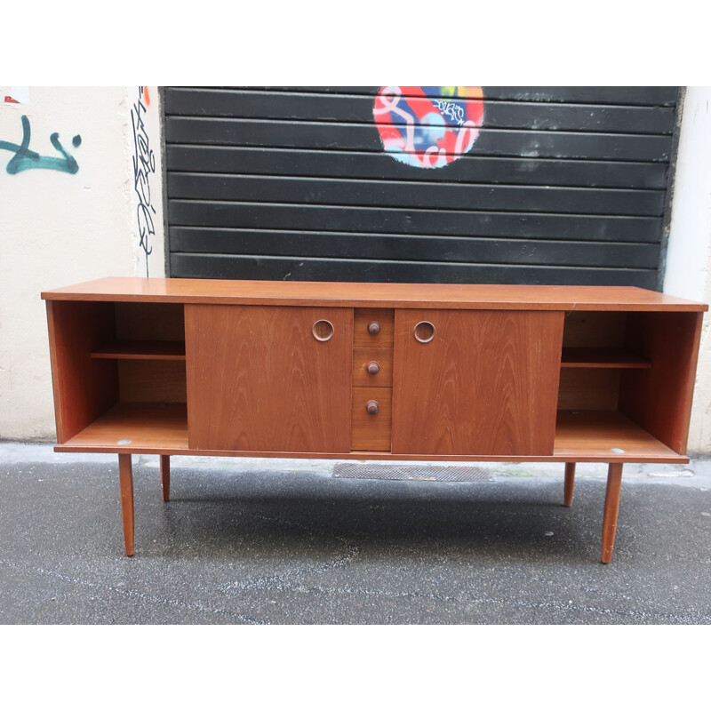 Sideboard Vintage 2 sliding doors in teak 1960