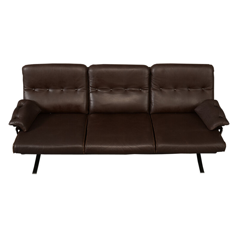 3 seater sofa in buffalo leather and steel, Arne NORELL - 1970s