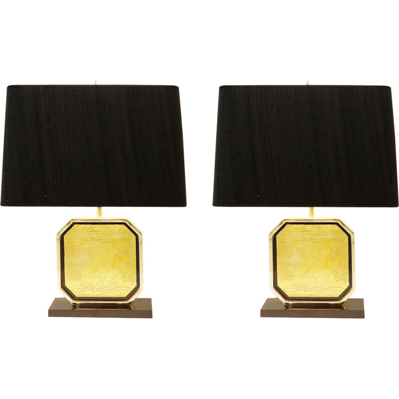 Pair of vintage table lamps in 'Maho' 24 carats 1970