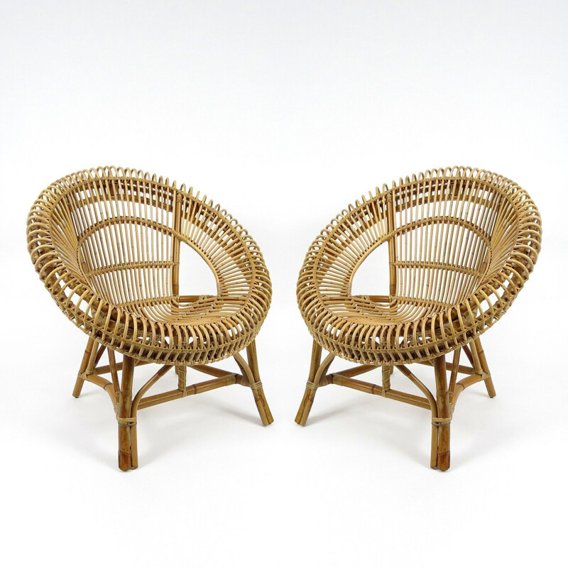 Vintage-Sesselpaar aus Rattan