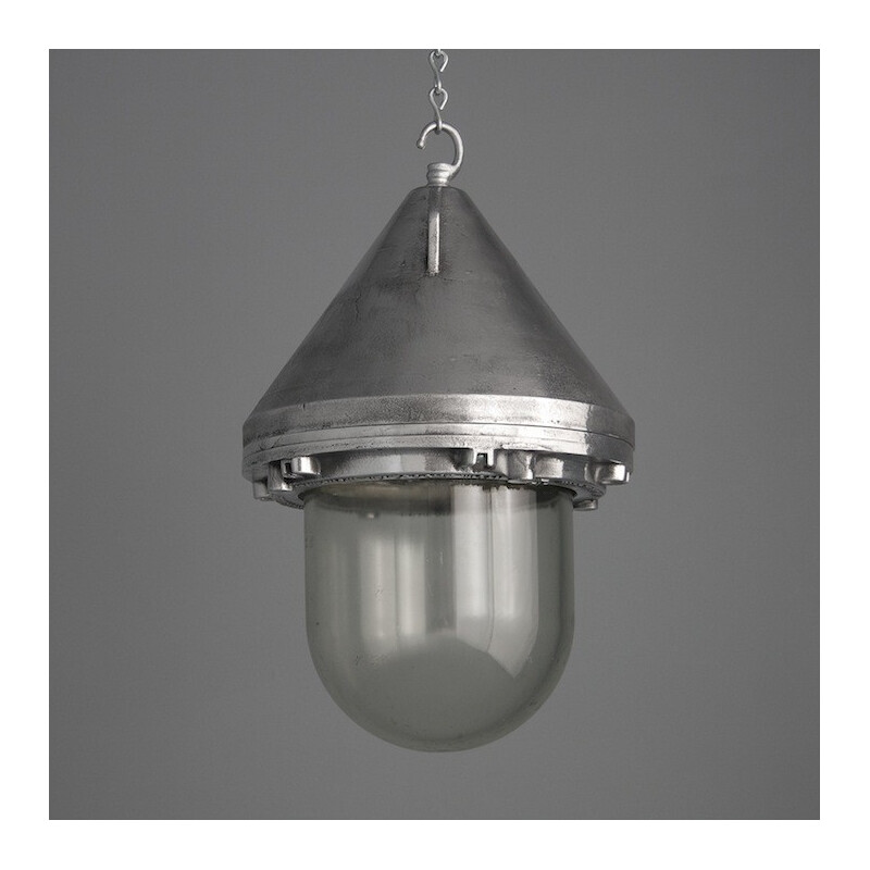 Heyes & Co "The Wigan" industrial ceiling lamp in aluminium - 1950s