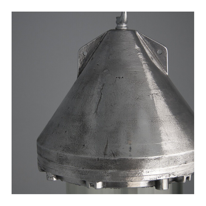 Heyes & Co "The Wigan" industrial ceiling lamp in aluminium - 1950s