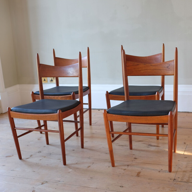 Set di 4 sedie da pranzo vintage in teak di Illum Wikkelsø per Brøderna Tromborg møbelfabrik, Danimarca 1960