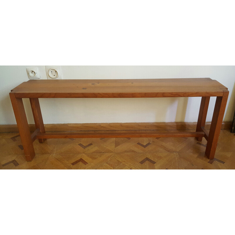2 seater bench "S09B" in solid elm, Pierre CHAPO - 1950s