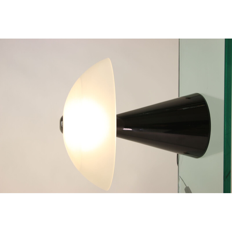 Lampe de table blanche vintage en verre de Murano de Dekslamp F. Fabbian