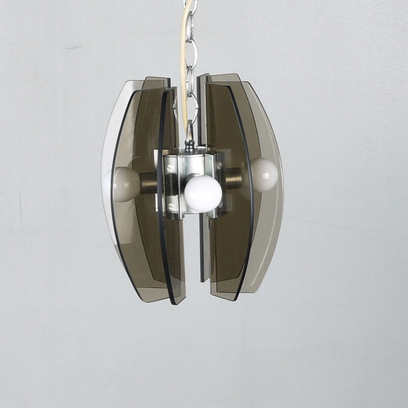 Vintage glass pendant lamp, Italy 1970