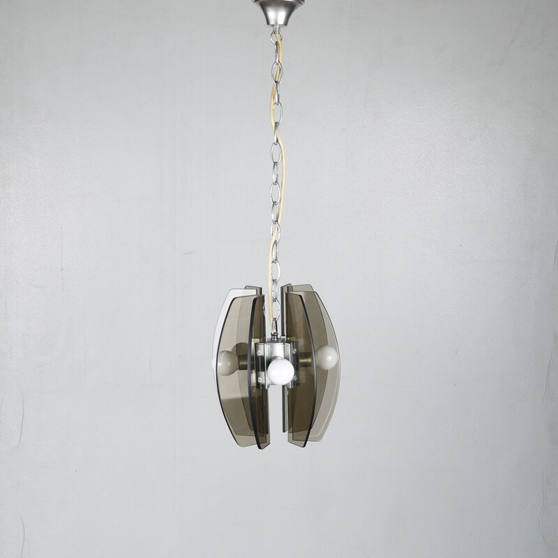 Vintage glass pendant lamp, Italy 1970