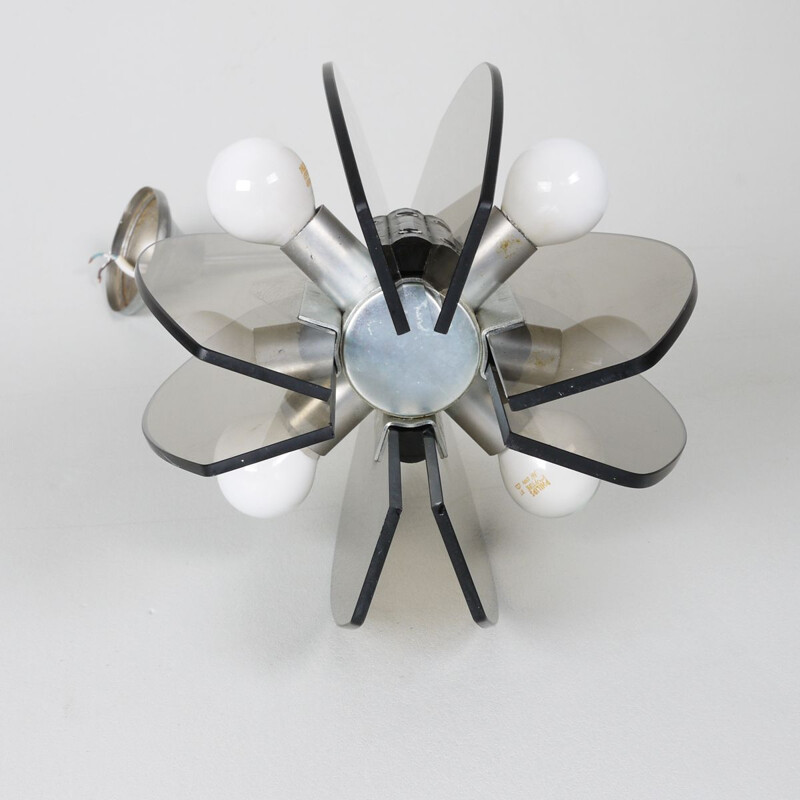 Vintage glass pendant lamp, Italy 1970