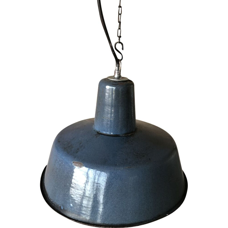 lampe de plafond vintage d'usine industrielle d'époque de Wikasy A23, 1960