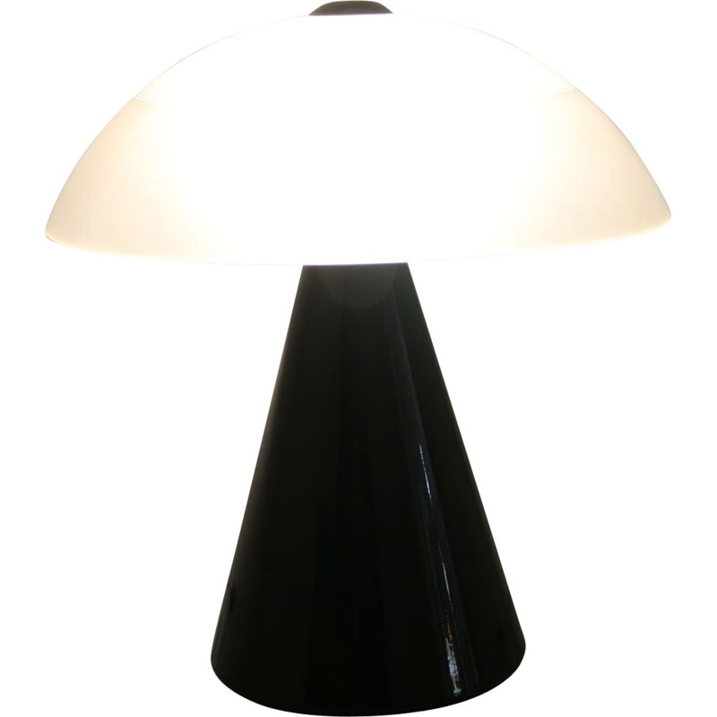 Lampe de table blanche vintage en verre de Murano de Dekslamp F. Fabbian