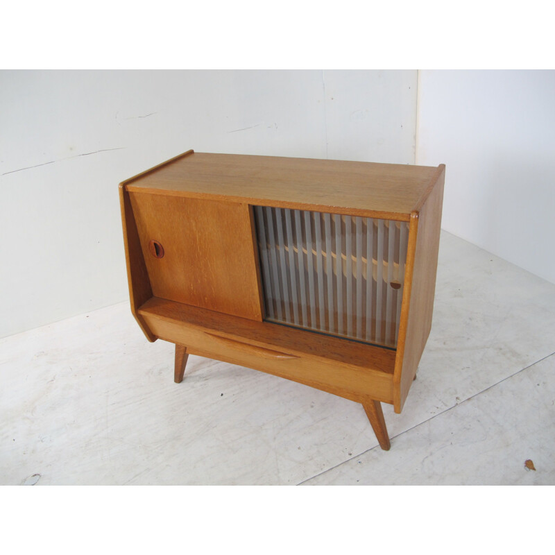Cabinet, Mid-Century, Oak and Glass, 1950s
