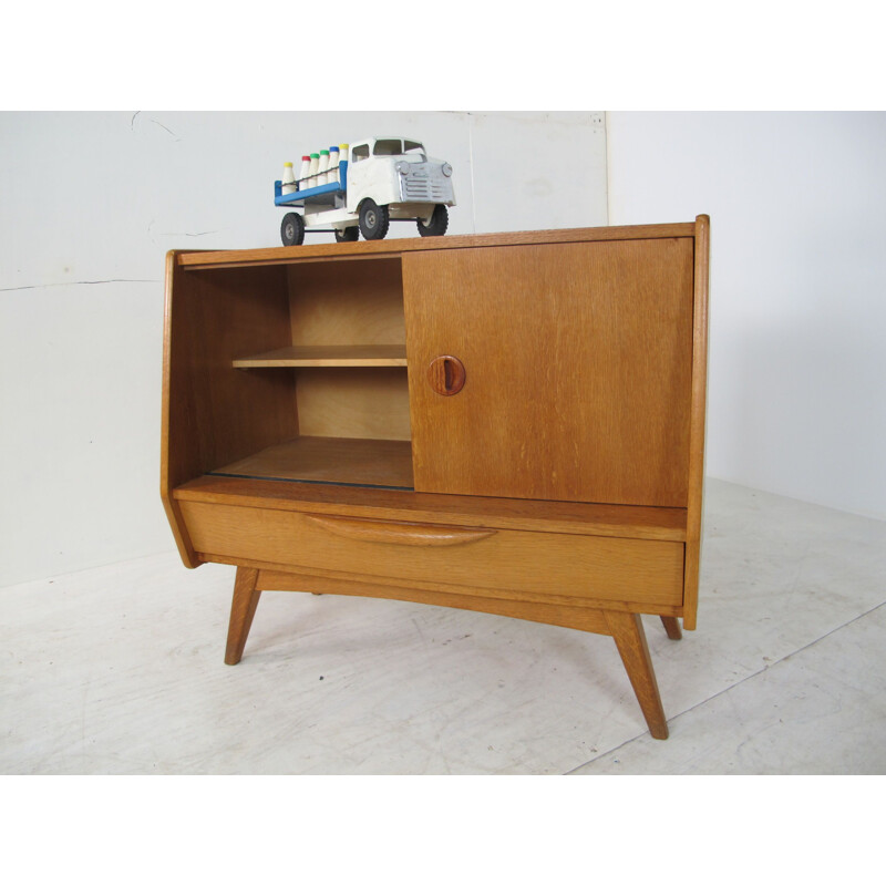 Cabinet, Mid-Century, Oak and Glass, 1950s