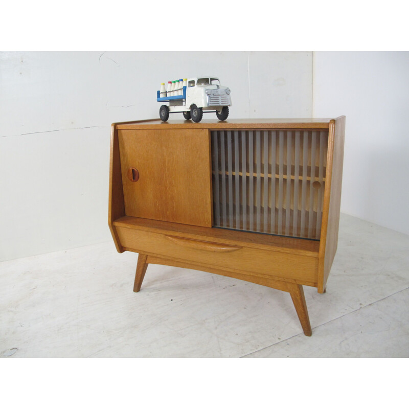 Cabinet, Mid-Century, Oak and Glass, 1950s