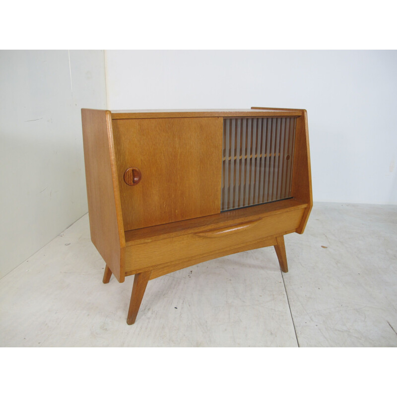 Cabinet, Mid-Century, Oak and Glass, 1950s