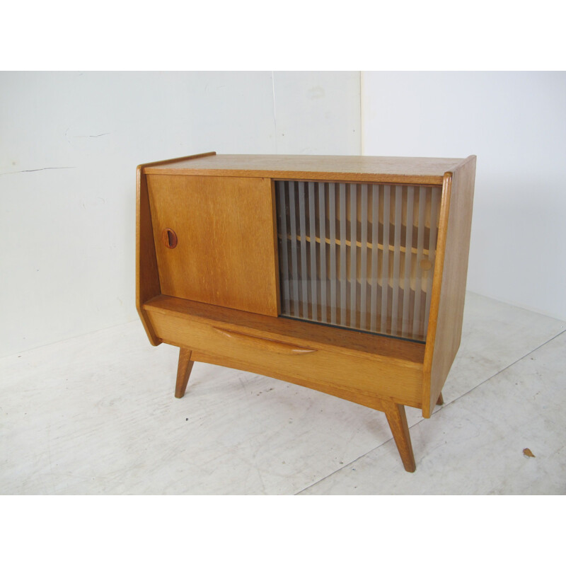 Cabinet, Mid-Century, Oak and Glass, 1950s