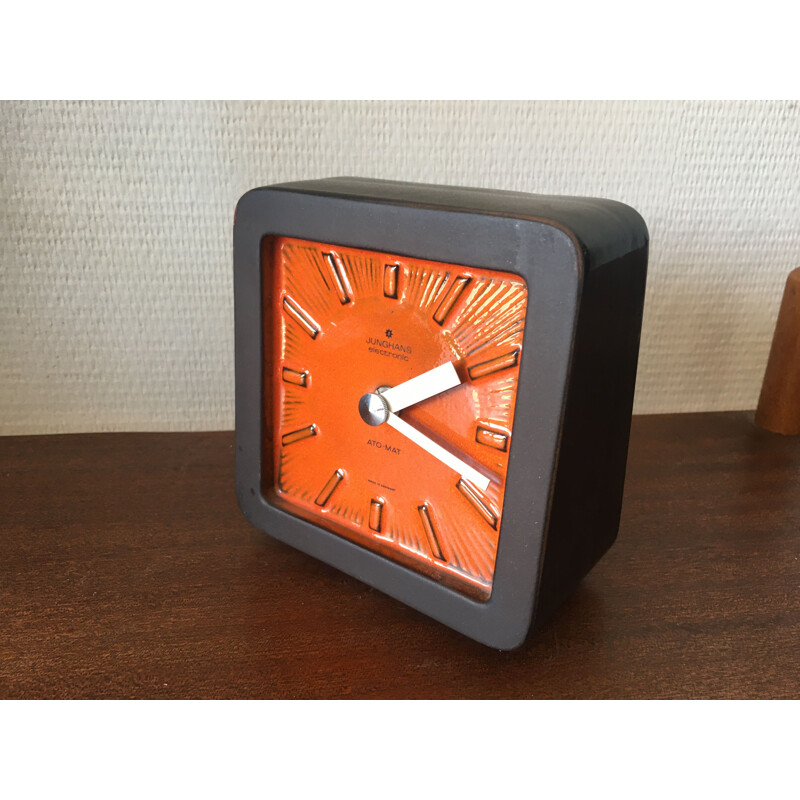 Table Clock, Mid-Century, Ceramic Ato-Mat by Junghans