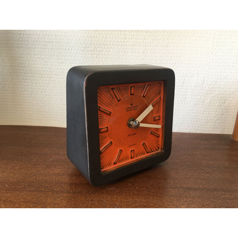 Table Clock, Mid-Century, Ceramic Ato-Mat by Junghans