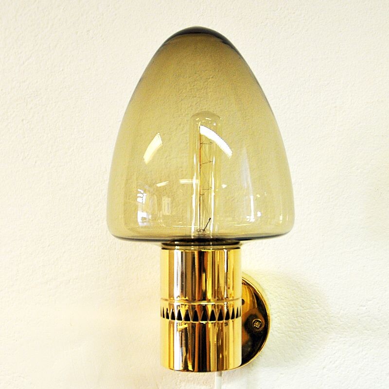 Wall lamps V-220 by Hans-Agne Jakobsson Sweden Glass and Brass 1950s