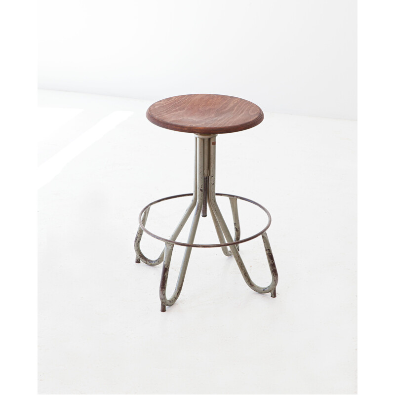 industrial iron stool mid century Italian 1950s