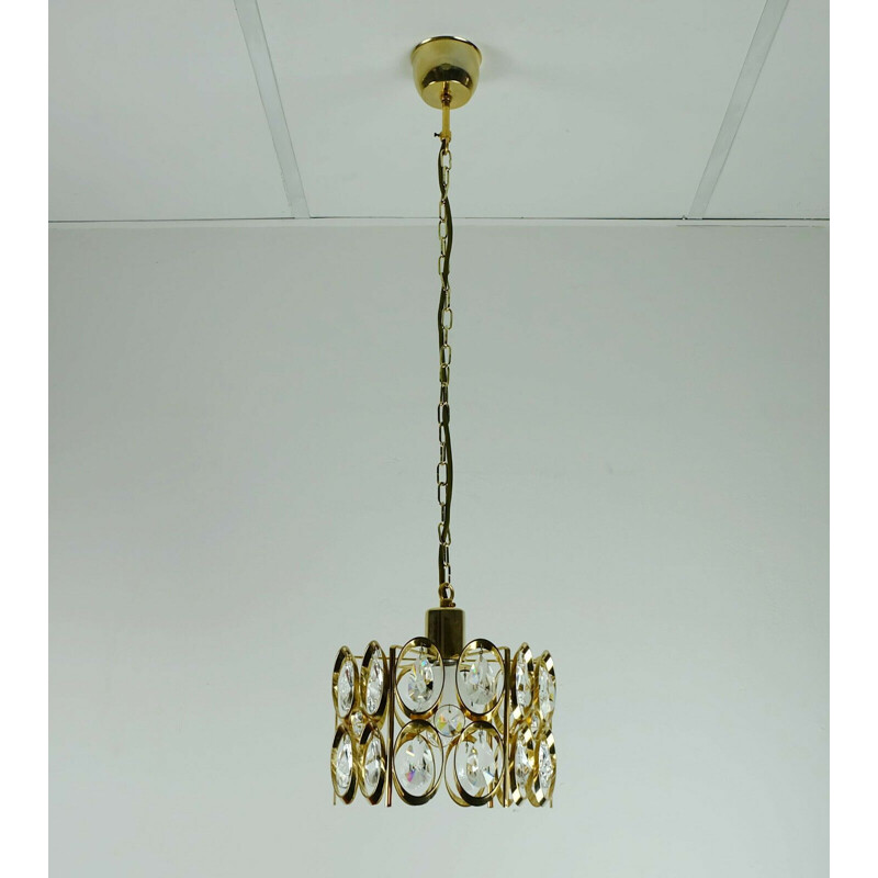 Small chandelier mid century palwa crystal glass and gilt brass 1960s