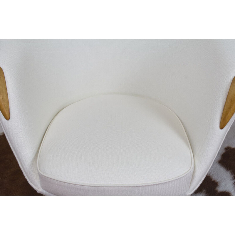 Armchair mid century curved Nanna Ditzel style in white Danish 1950s
