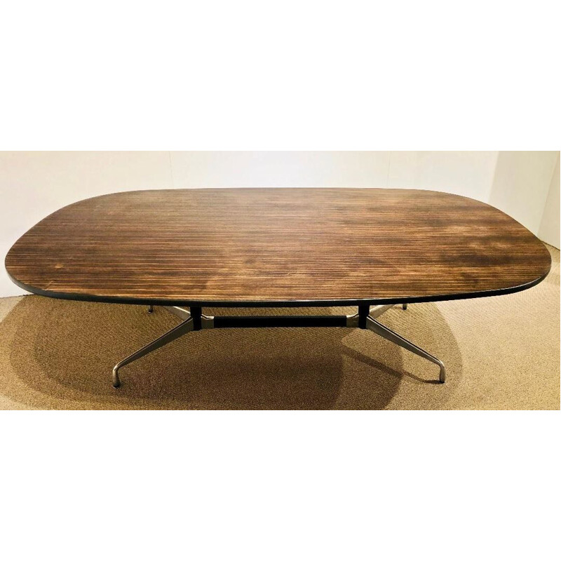 Table vintage en bois Eames en placage zebrano