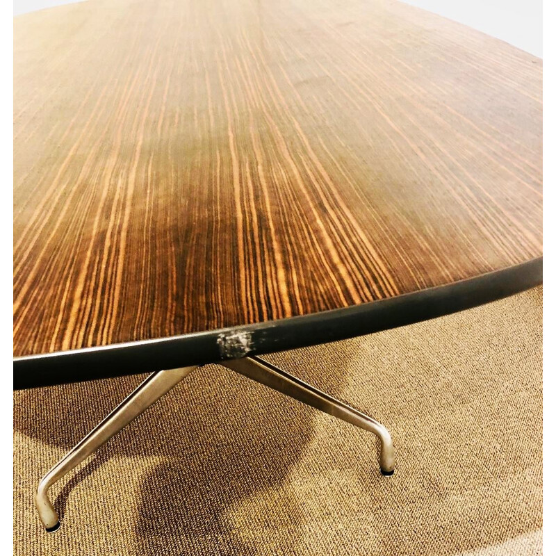 Table vintage en bois Eames en placage zebrano