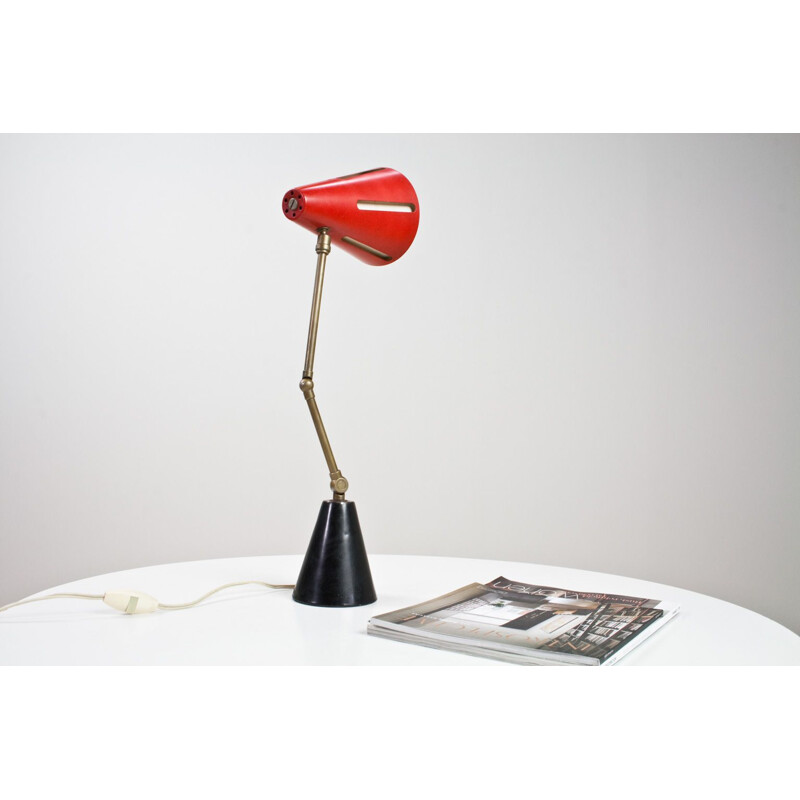 Desk light Vintage Hala Sunserie in red By Busquet 1955