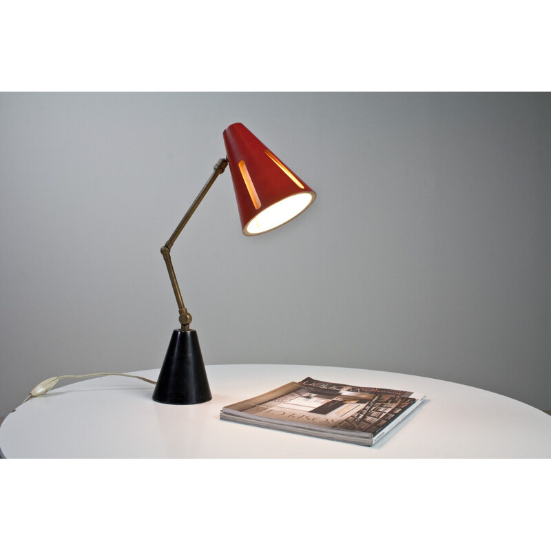 Desk light Vintage Hala Sunserie in red By Busquet 1955