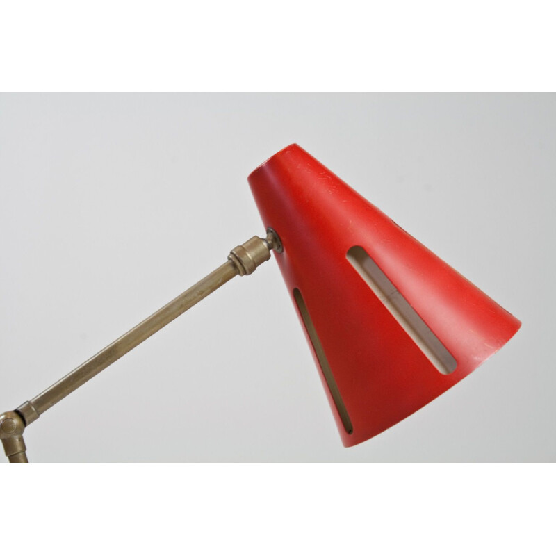 Lampe de bureau Vintage Hala Sunserie en rouge Par Busquet 1955