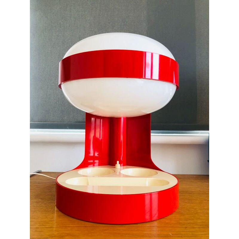 Lampe vintage Space Age de Joe Colombo KD29 Rouge pour Kartell 1970