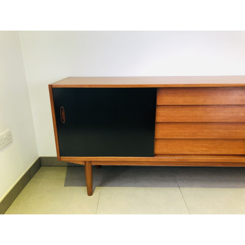 Teak Sideboard vintage Nils Jonsson Trio For Troeds Original Black Lacquered Doors 1960s