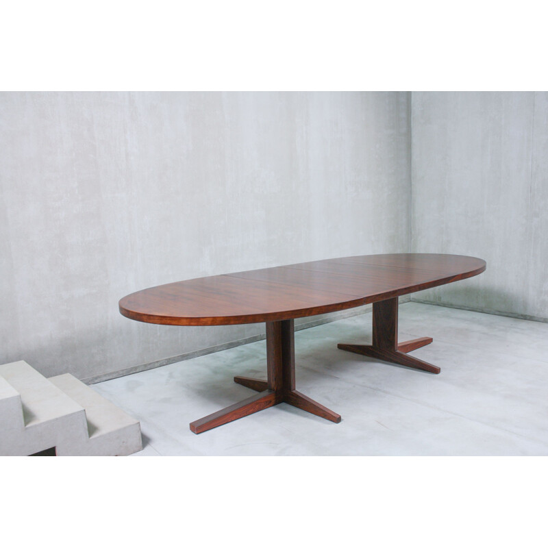 Dining Table vintage Oval Danish Rosewood By John Mortensen for Heltborg, 1960s