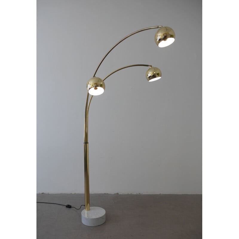 Arc Floor Lamp vintage Three arms by Goffredo Reggiani for Reggiani Lighting, Italy, 1970s