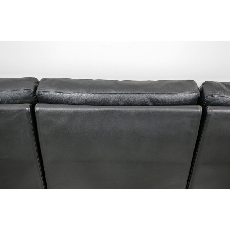 Black Leather Conseta Sofa vintage by F. W. Möller for Cor, Germany, 1960s