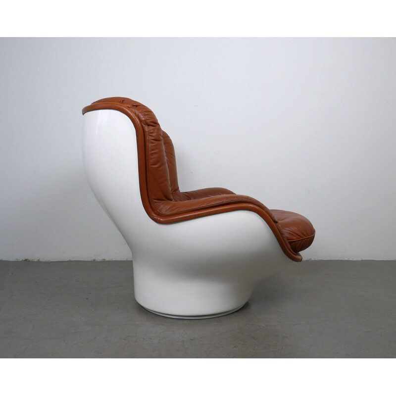 Lounge Chair Leather Swivel  by Michel Cadestin for Airborne International, France, 1970s