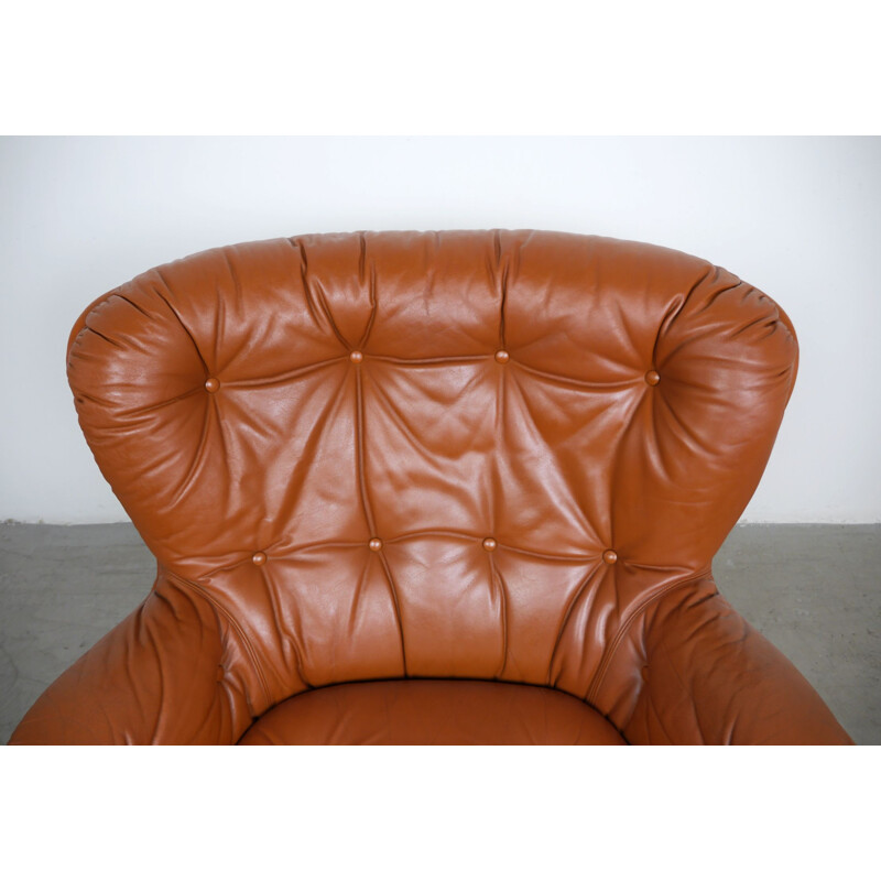 Lounge Chair Leather Swivel  by Michel Cadestin for Airborne International, France, 1970s