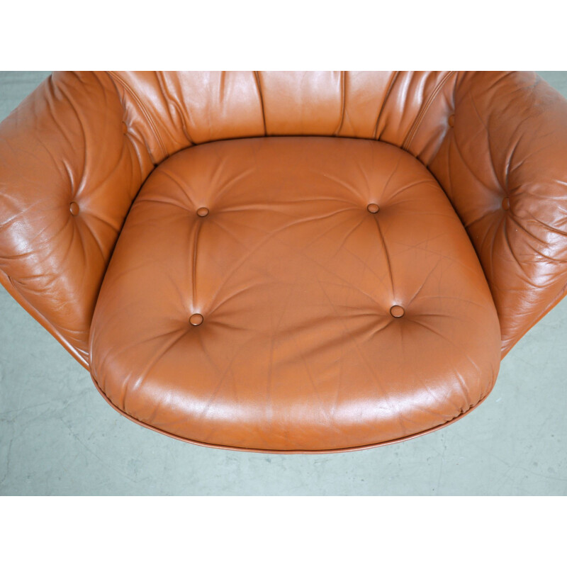 Lounge Chair Leather Swivel  by Michel Cadestin for Airborne International, France, 1970s