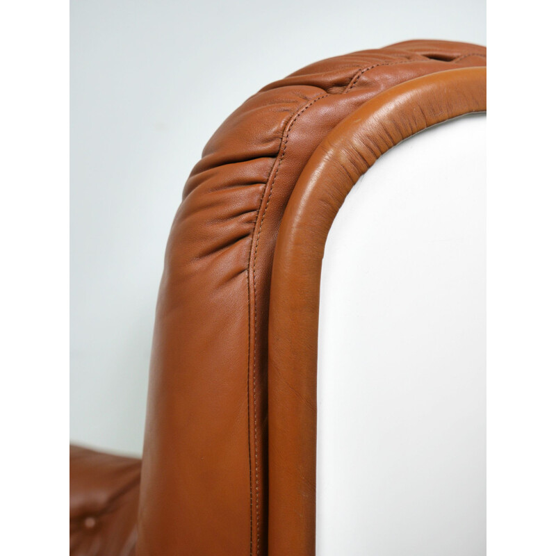 Lounge Chair Leather Swivel  by Michel Cadestin for Airborne International, France, 1970s