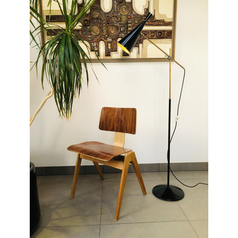 Silla vintage de madera de cerezo Hille Robin Day Hillestak Nigeriana, Reino Unido 1950