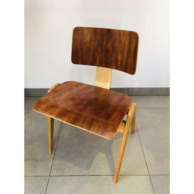 Silla vintage de madera de cerezo Hille Robin Day Hillestak Nigeriana, Reino Unido 1950